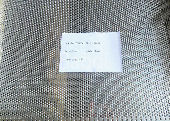 Chapa de aço perfurada 2000 x 1000 x 1.5mm de indústria química com furo redondo 8mm