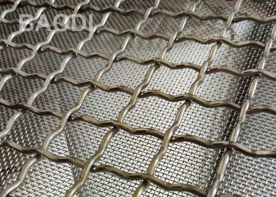 2 polegadas frisaram o fio tecido Mesh Stainless Aluminum Screen Antislip