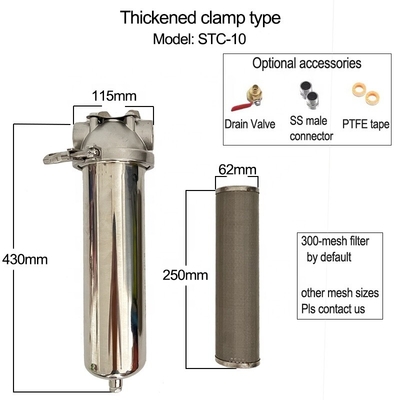 1 &quot; BSP Interface Filtro de tubulação de aço inoxidável para filtração específica Design personalizável NPT/BSPT/BSP Thread Standard