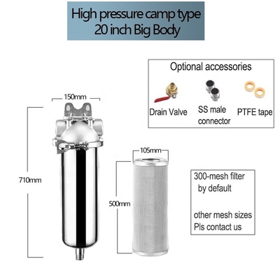 Experimente os benefícios de um purificador de água de aço inoxidável de alta pressão de 20 polegadas para beber mais saudável em casa